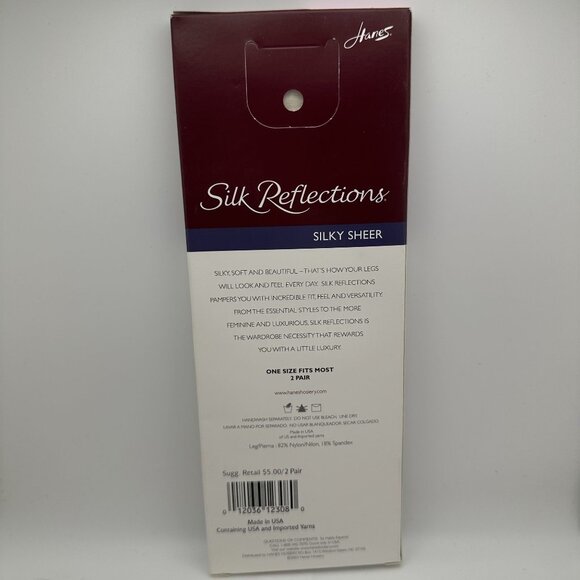 Hanes Silk Reflections Sheer Knee Highs Sandalfoot 2 Pairs One Size 725 Pearl - Picture 3 of 3